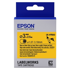 Epson LK-4YBA3 krimpkous zwart op geel 3mm (origineel)