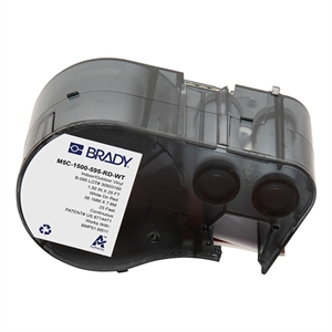 Brady M5C-1500-595-RD-WT tape vinyl wit op rood | 38,1 mm x 7,62 m (origineel)