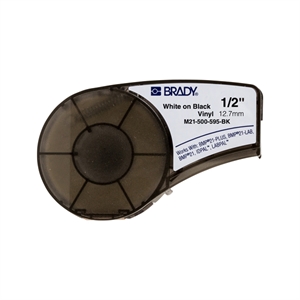 Brady M21-500-595-BK tape vinyl | wit op zwart | 12,7mm x 6,40m