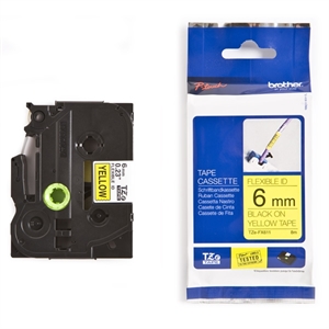 Brother TZe-FX611 flexi ID tape zwart op geel 6mm x 8m (origineel)