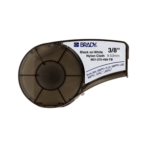 Brady M21-375-499-TB tape nylonweefsel | zwart op wit | 9,53mm x 4,90m
