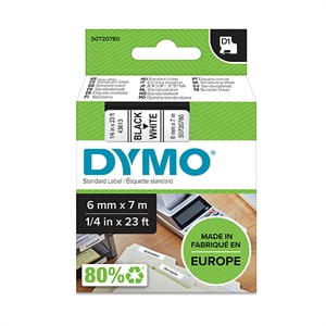 DYMO S0720780 / 43613 tape zwart op wit 6mm (origineel)