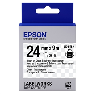 Epson LK-6TBN tape zwart op transparant 24mm (origineel)