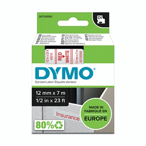 DYMO S0720550 / 45015 tape rood op wit 12mm (origineel)