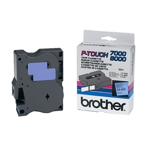 Brother TX-551 tape zwart op blauw 24mm x 15m (origineel)