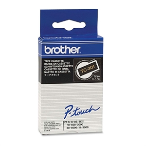 Brother TC-301 tape goud op zwart 12mm x 7,7m (origineel)
