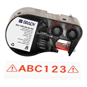 Brady M4C-1000-595-WT-RD tape vinyl | rood op wit | 25,4 mm x 7,62 m