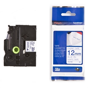 Brother TZe-FA3 blauw op wit 12mm x 3m opstrijkbare tape voor stoffen (origineel)